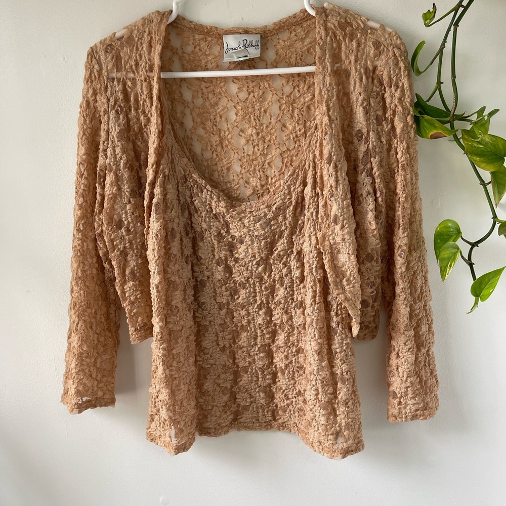 90’s two piece lace shirt and shrug combo - Picture 2 of 9